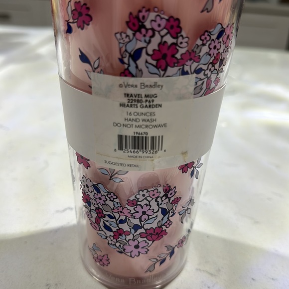 Vera Bradley Hearts Garden Travel Mug 16 oz - Picture 2 of 2